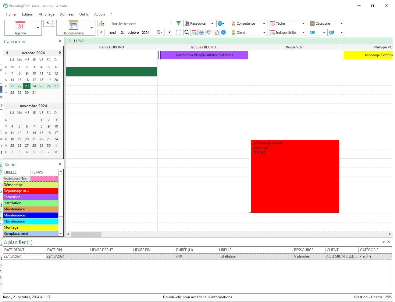 agenda semaine de travail