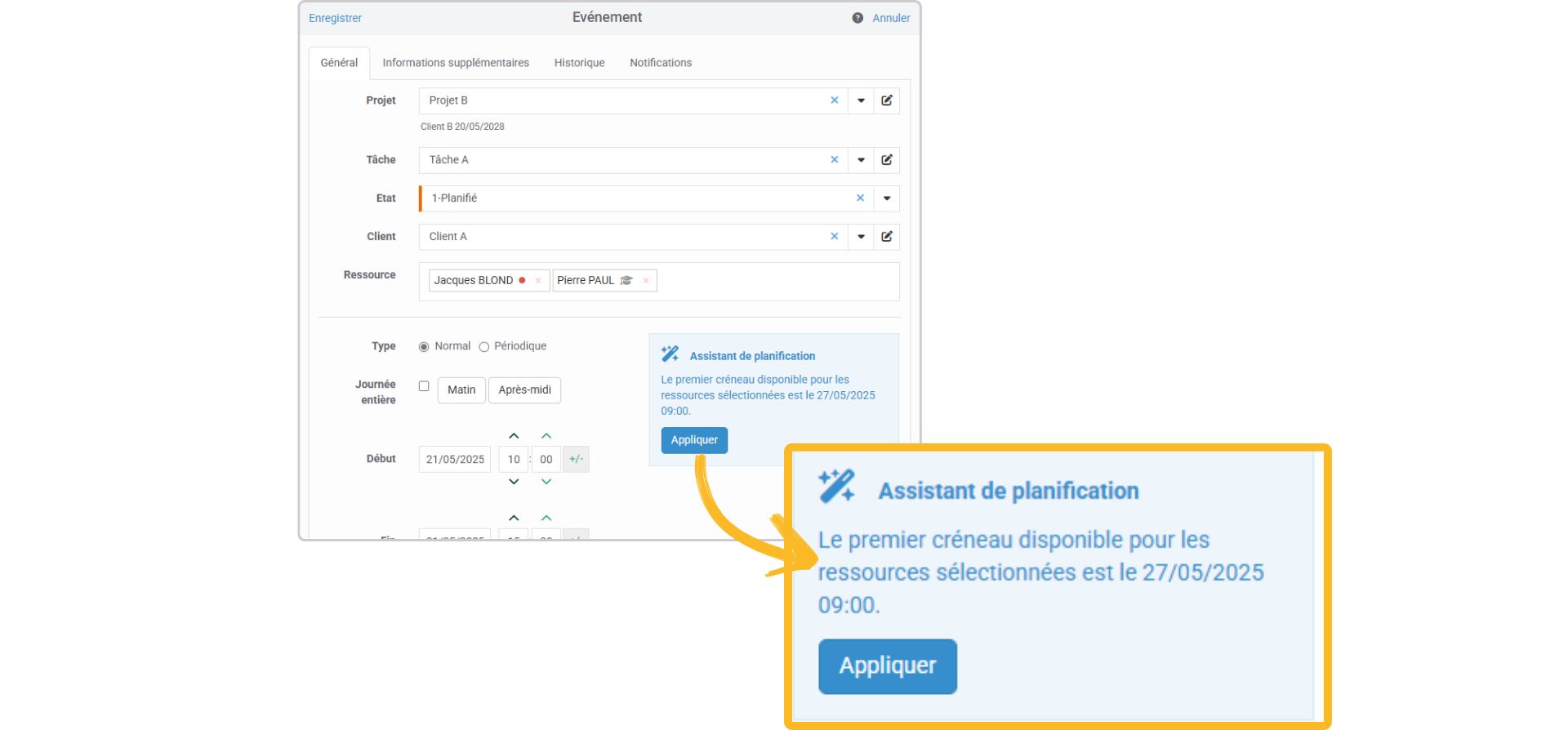 Recherche du premier cr�neau disponible