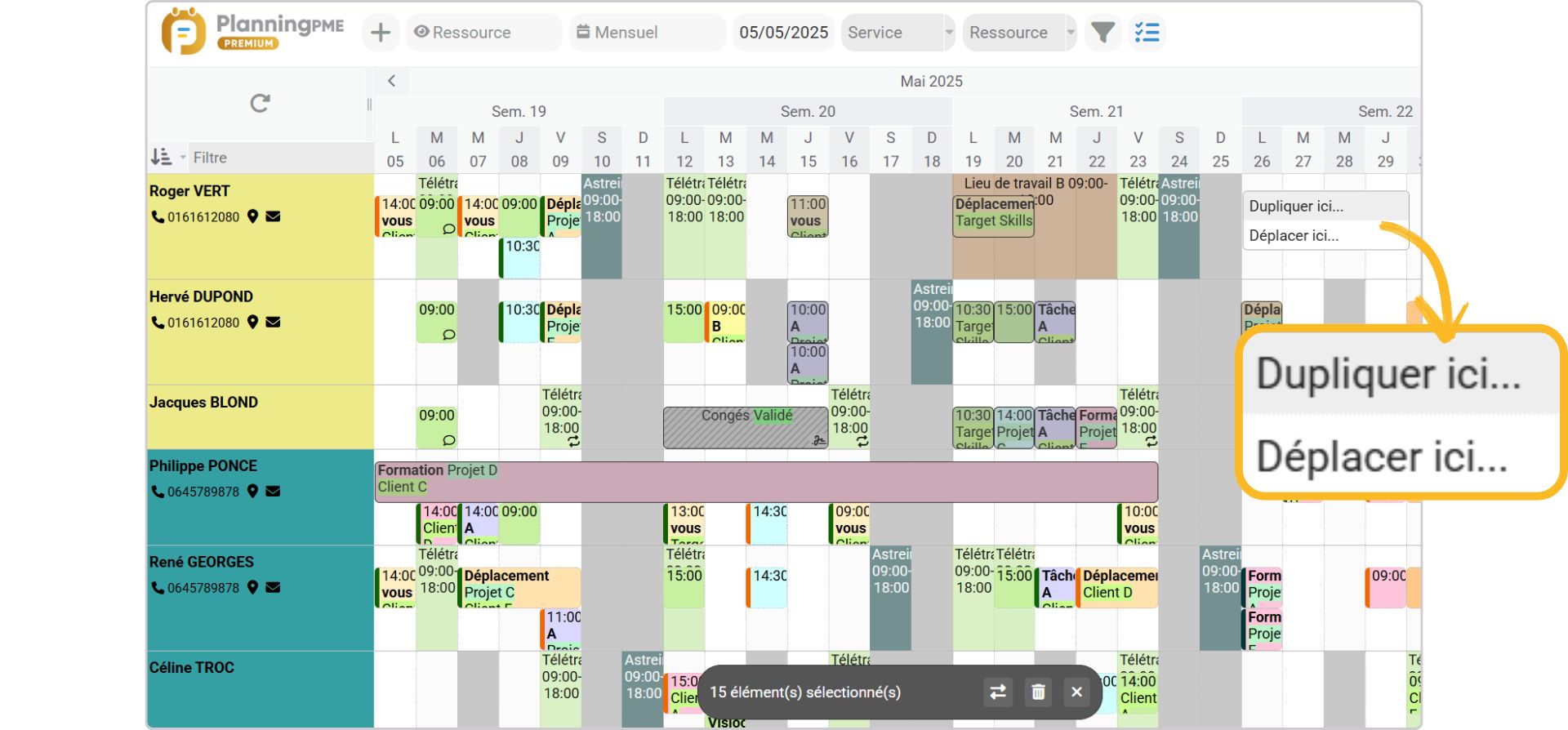 Duplication ou d�placement d'un ensemble d'�v�nements