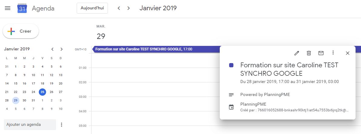 agenda google synchronisation