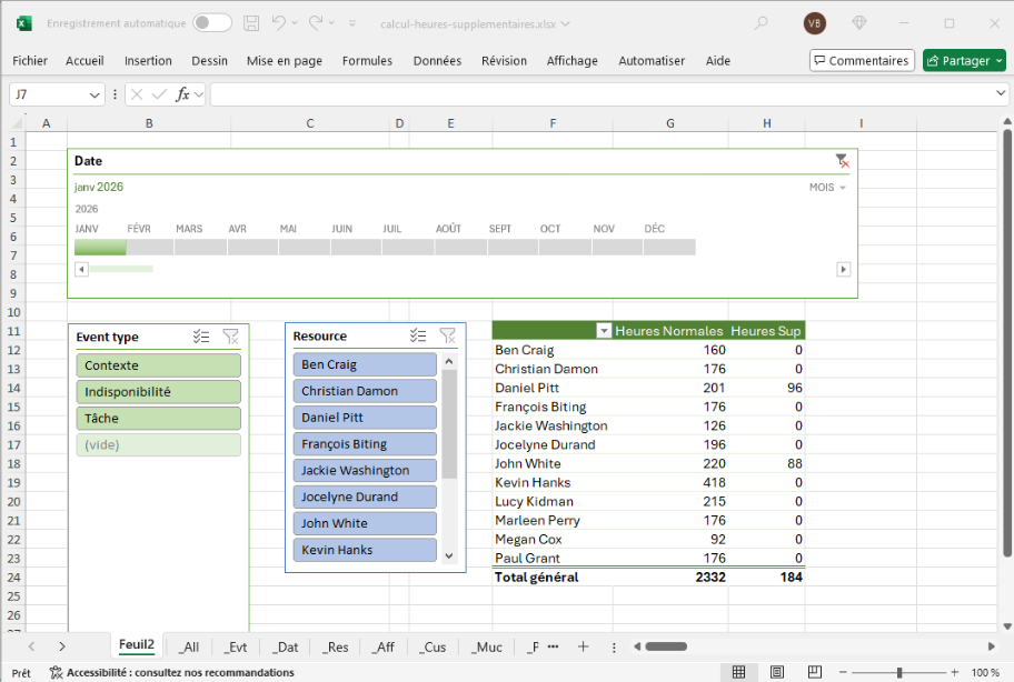 Mod�le Excel de calcul des heures suppl�mentaires