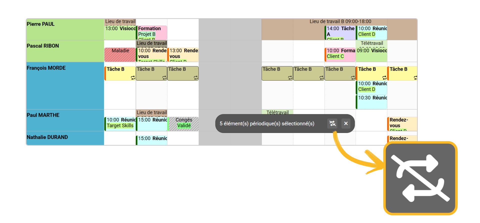 D�p�riodiser un ensemble d'�v�nements sur le planning