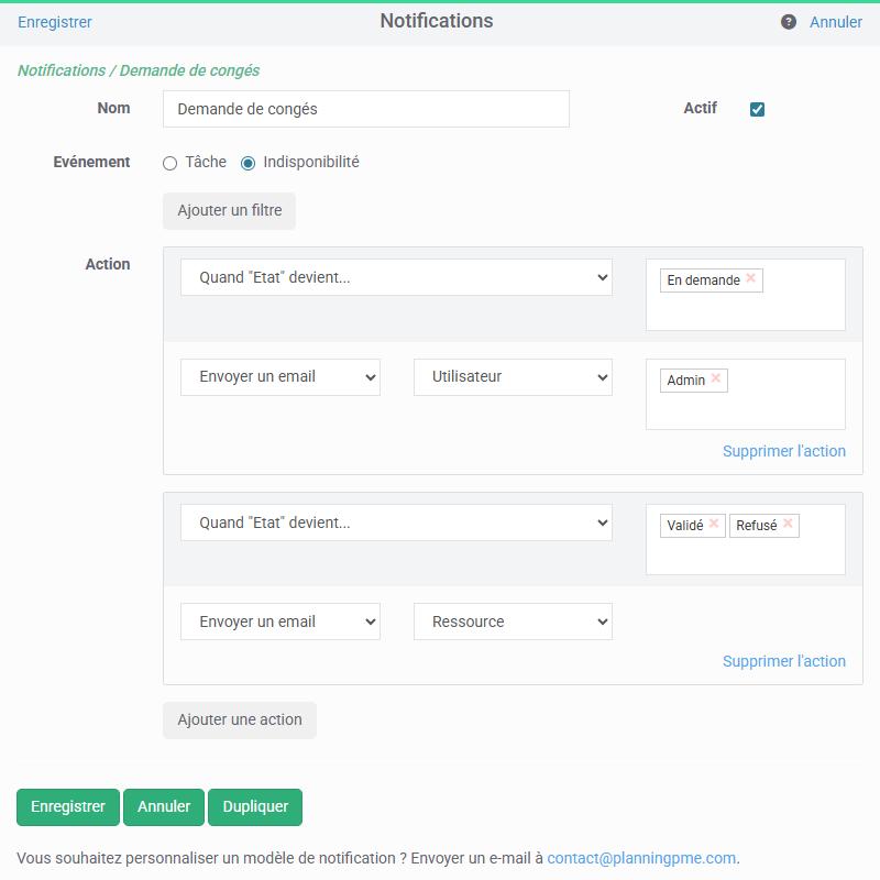 Activation des notifications - PlanningPME