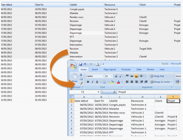 Exportez vos donn�es vers Excel