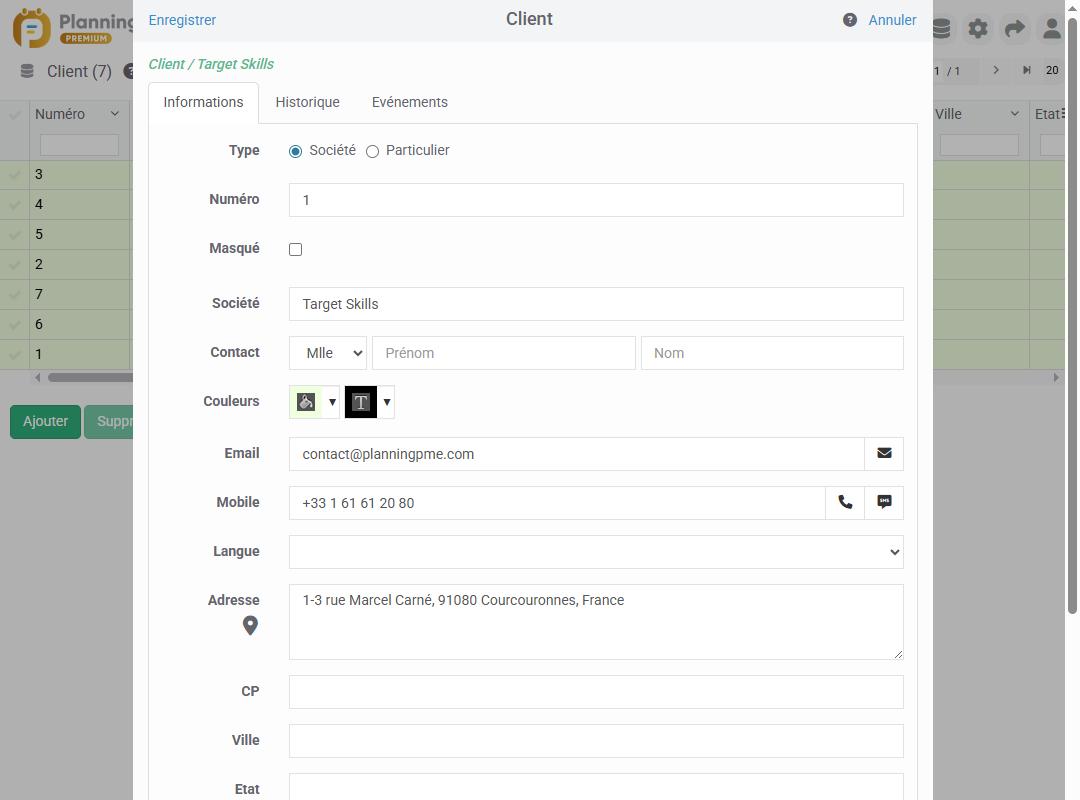 D�tail fiche client