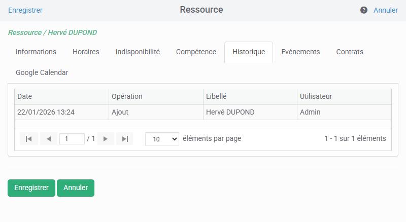 Historique des clients, ressources