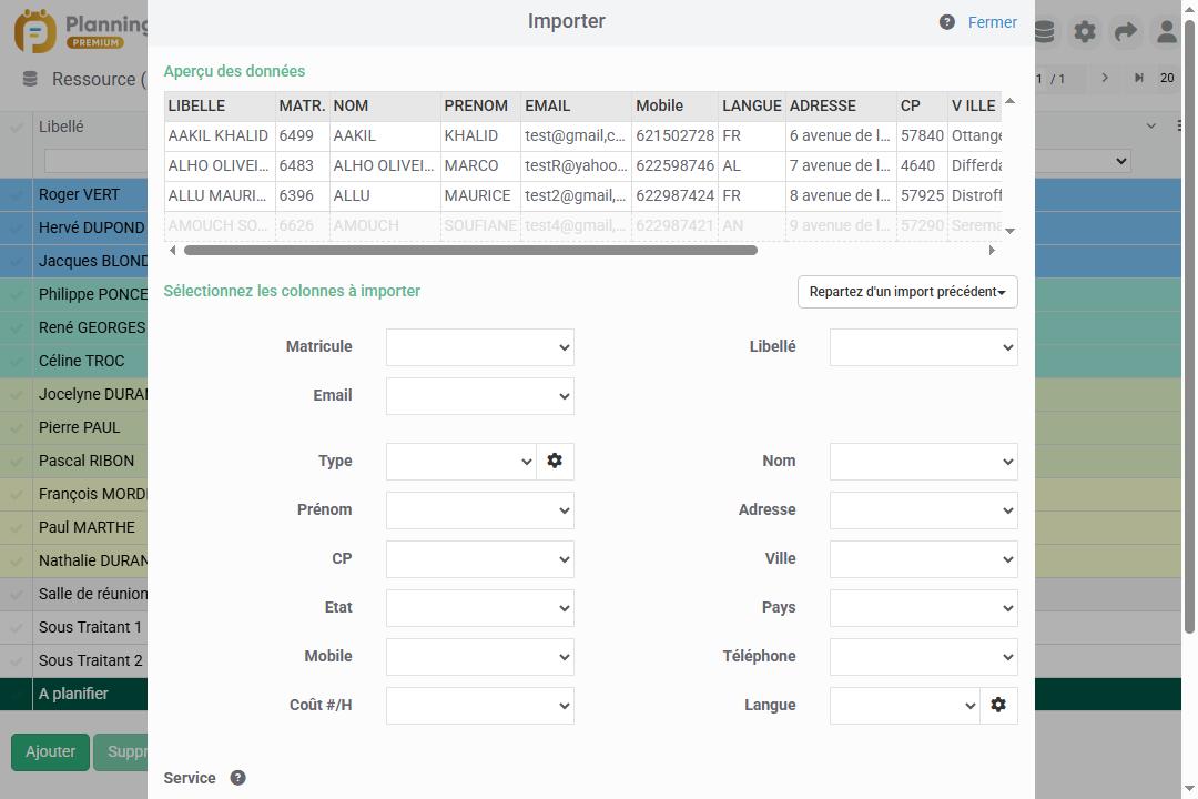 Import de ressources