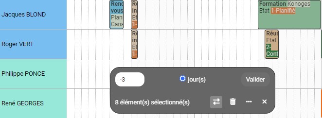 S�lection de plusieurs événements