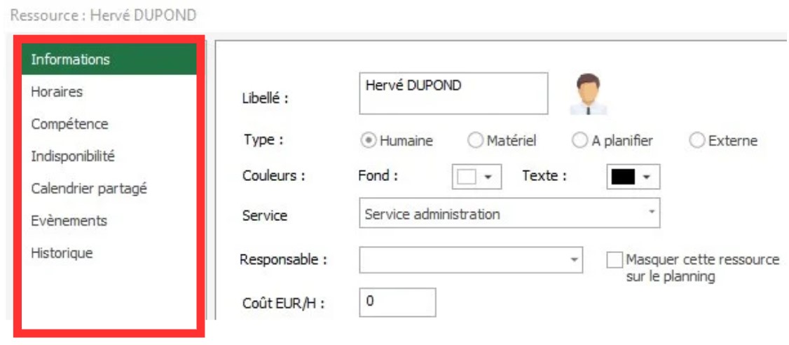 Navigation dans les onglets en liste