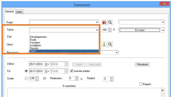 Personnalisation de la liste des t�ches par service