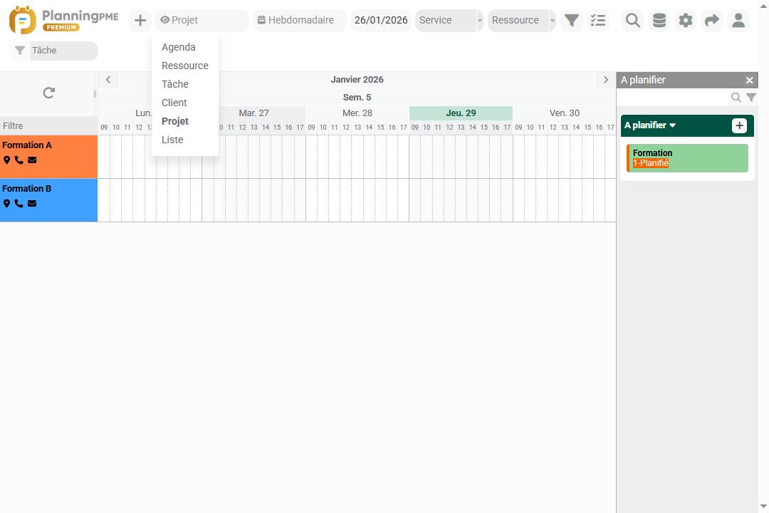 Planification en vue Projet