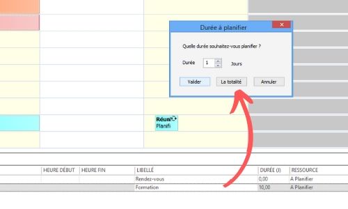 Planifier une partie d'une t�che