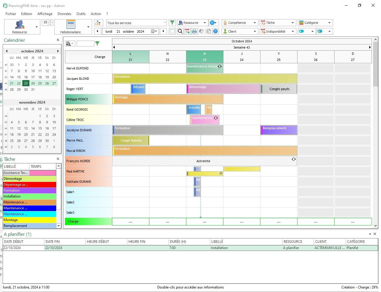 Planning hebdomadaire