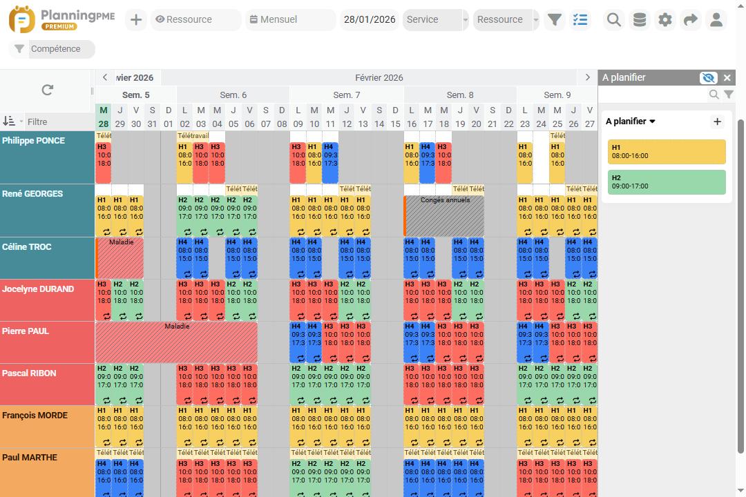 Planification des horaires de travail
