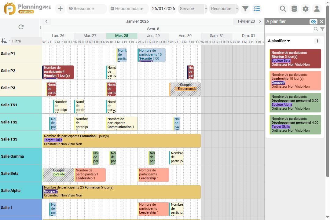 Planning des salles