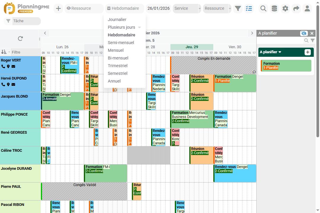 Vues du planning